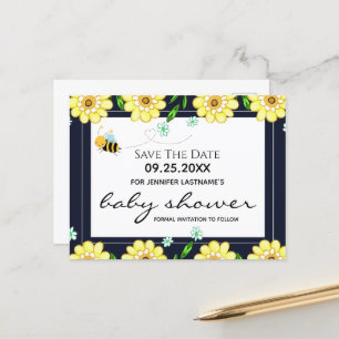 Carte Postale Baby shower d'abeilles Enregistrer la date