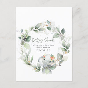 Carte Postale baby shower d'aquarelle d'eucalyptus