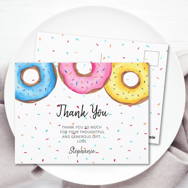 Carte Postale Baby shower d'aquarelle Donuts (Créateur téléchargé)