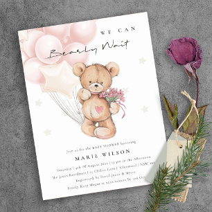 Carte Postale Baby shower d'attente de l'ours blanc mou
