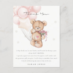 Carte Postale Baby shower d'attente de l'ours blanc mou
