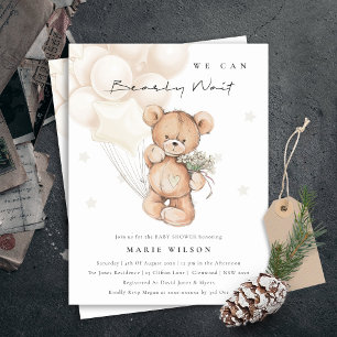 Carte Postale Baby shower d'attente de l'ours d'ivoire mignon