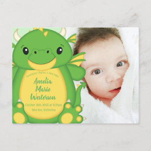 Carte Postale Baby shower de dragon vert