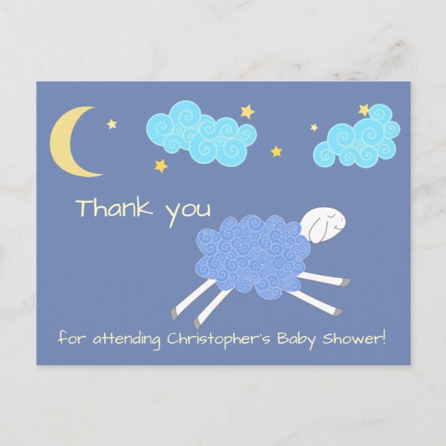Carte Postale Baby shower de Merci doux bleu Lullabe (Devant)