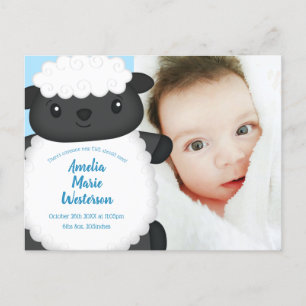 Carte Postale Baby shower de mouton ferme Blue Boy