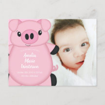 Baby shower de porc ferme fille rose