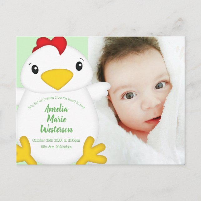 Carte Postale Baby shower de poulet (Devant)