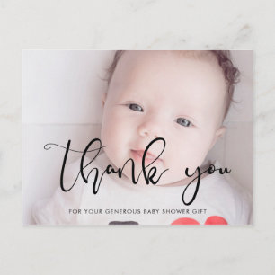 Carte Postale Baby shower de script moderne whimscial merci