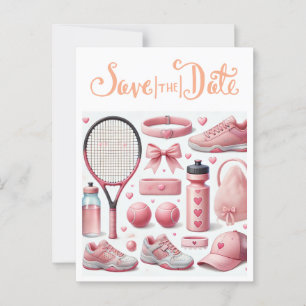 Carte Postale Baby shower de tennis pour bébé fille rose thème