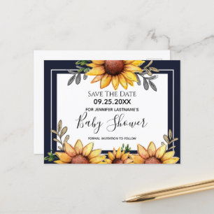 Carte Postale Baby shower de tournesol Enregistrer la date Invit