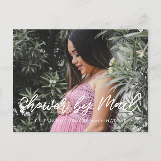 Carte Postale Baby shower de typographie moderne par mail photo (Devant)