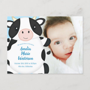 Carte Postale Baby shower de vache bleu