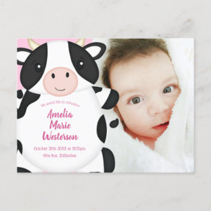Carte Postale Baby shower de vache rose