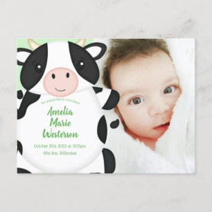 Carte Postale Baby shower de vache vert
