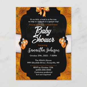 Carte Postale Baby shower d'Halloween Spiderweb Invitation