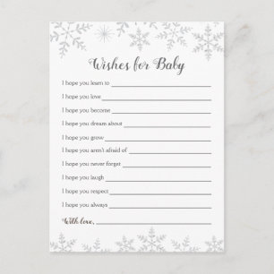 Carte Postale Baby shower d'hiver Bonne volonté Silver Snowflake