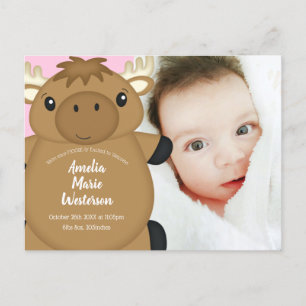 Carte Postale Baby shower d'orignal rose