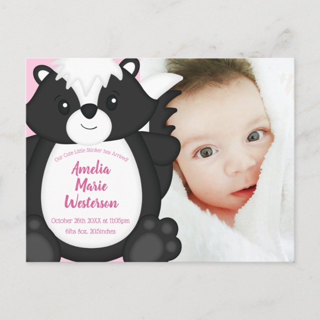 Carte Postale Baby shower en peau rose (Devant)