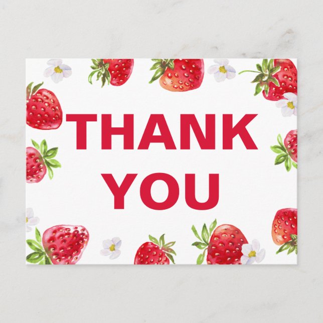 Carte Postale Baby Shower Été Fraise Fruit Cute (Devant)