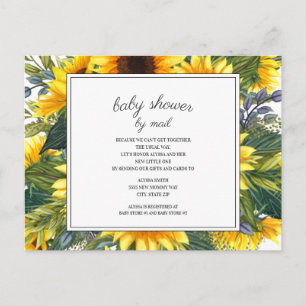 Carte Postale Baby Shower Fleurs de Tournesol Vertes par Corresp