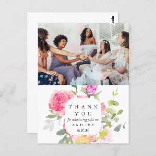 Carte Postale Baby shower Floral Merci photo