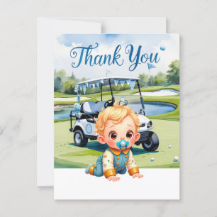 Carte Postale Baby Shower Garçon thème golf