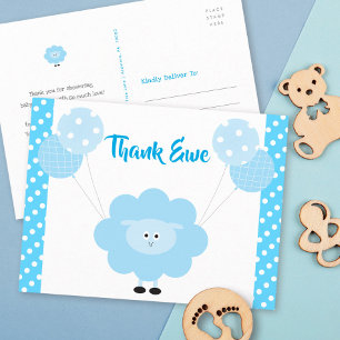 Carte Postale Baby-Shower Garçon Turquoise Moutarde Remerciement