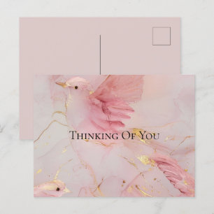 Carte Postale Baby shower Gold Blush Pink Birds