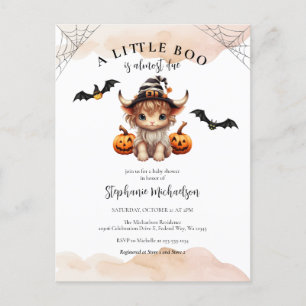 Carte Postale Baby shower Halloween Citrouille Cow Little Boo