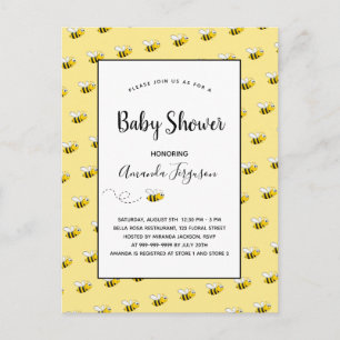 Carte Postale Baby shower jaune de l'abeille mignonne