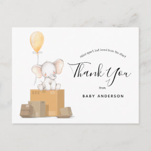 Carte Postale Baby shower jaune éléphant par Merci du courrier