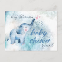 Baby shower Longue Distance Par Mail Blue Elephant