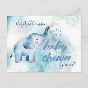 Carte Postale baby shower Longue Distance Par Mail Blue Elephant