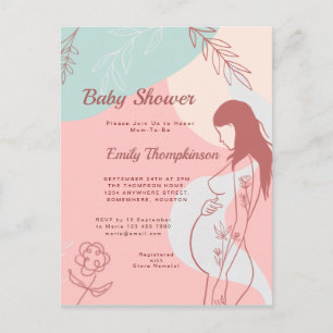 Carte Postale Baby shower maman d'attente de forme Abstraite mod