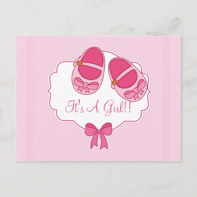 Carte postale Baby shower "Mary Janes" (Devant)