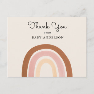 Carte postale Baby shower Merci Fille arc-en-ciel