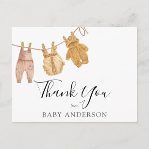 Carte Postale baby shower Merci neutre pour les femmes