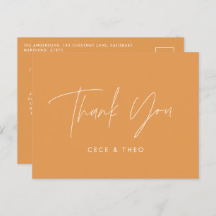 Carte Postale Baby shower merci orange élégant moderne