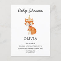 Baby shower minimaliste moderne de renard de bois