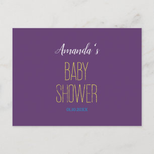 Carte Postale Baby shower minimaliste moderne jaune Indigo clair