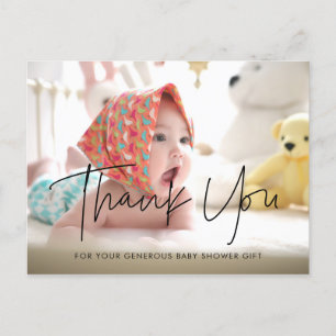 Carte Postale Baby shower minimaliste moderne merci