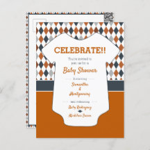 Baby shower Motif de Jacquard orange brûlé