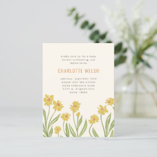 Carte Postale Baby shower neutre des Fleurs sauvages jaunes