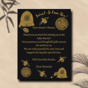 Carte Postale Baby shower noir vintage Honeypeb Bee