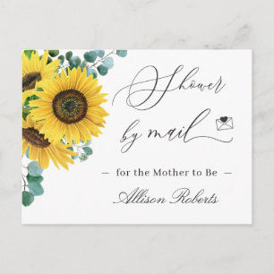 Carte Postale Baby shower Par Mail Elégant Tournesol Eucalyptus