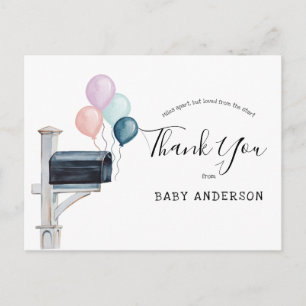 Carte Postale baby shower par Mail Pink & Blue Balloons Merci