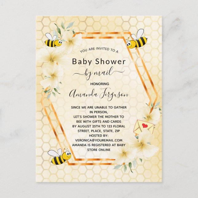 Carte Postale Baby shower par maman mail à être jaune fleuri (Devant)