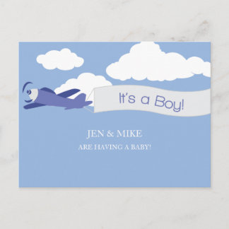 Carte postale Baby shower personnalisable - Nuages