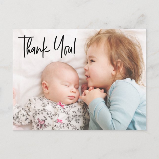 Carte Postale Baby shower photo moderne Second Baby Girl Custom (Devant)