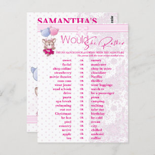 Carte Postale Baby shower. Pink Baby Dee Prediction et conseil.
